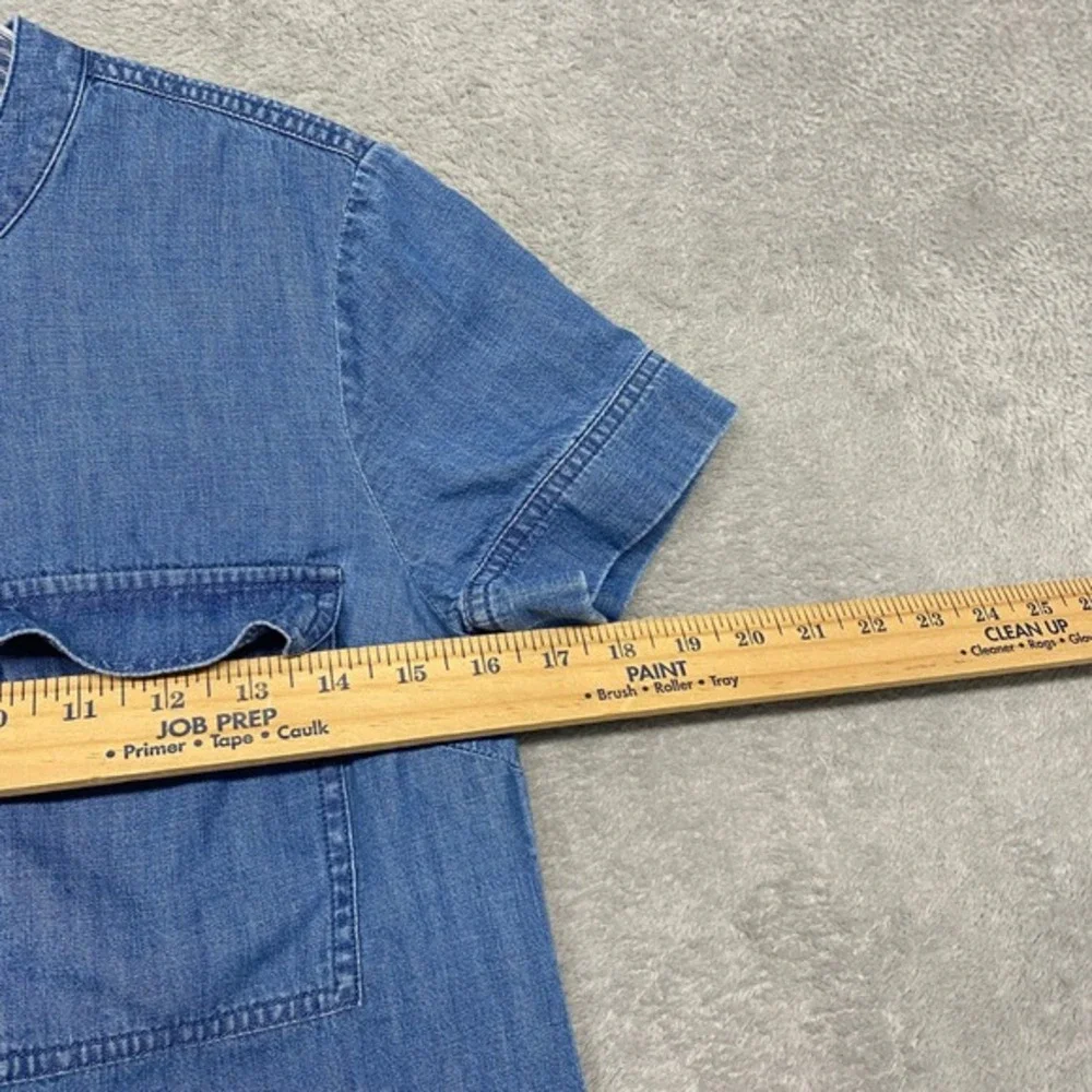 J.Crew Denim Dress‎ Women's Size 00 Short Sleeve Button Pockets Casual Chambray